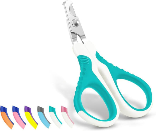 Pet Nail Clippers U07.1, Professional Claw Trimmer, Bended Scissor Special for Cats, Kittens, Dogs, Puppies, Small Animals, White/Pine Green